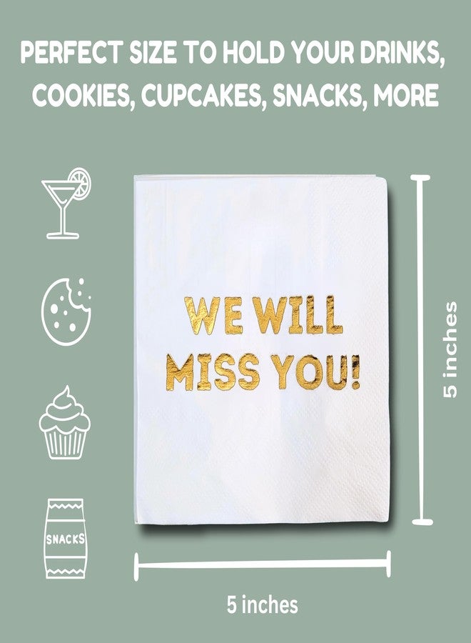 Cloverjoyed We Will Miss You Cocktail Napkins - 50 Pack White - Farewell, Going Away, Retirement Party Decorations Supplies, Coworkers Leaving Goodbye, Military Army Good Luck, Moving Celebrations - Image 4